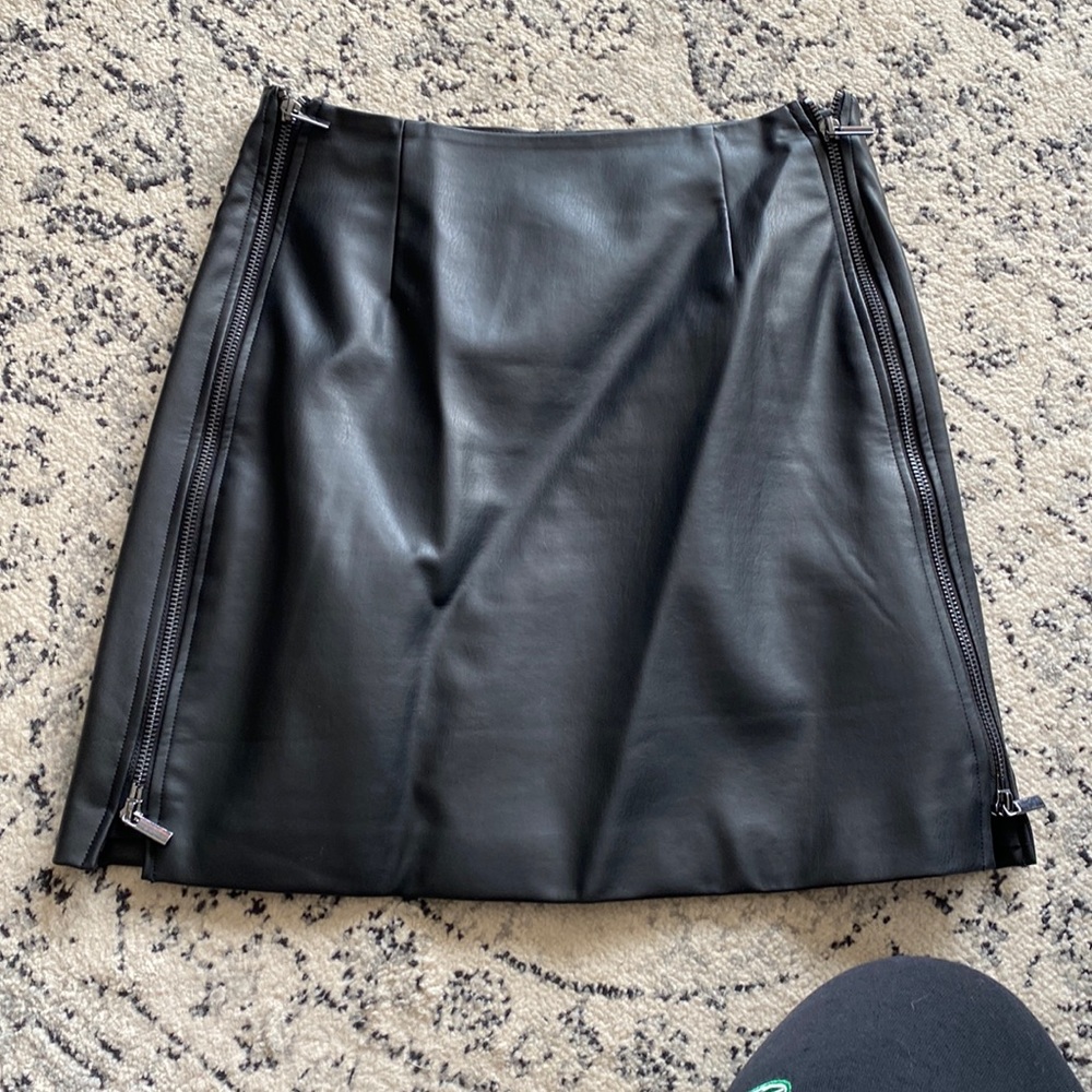 French Connection Leather Zipper Skirt